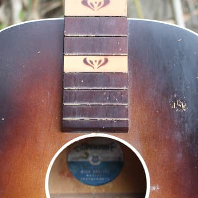 Vintage 1939 Supertone Harmony Art Deco Sunburst Panel Parlor Guitar USA Body & Neck Project image 8