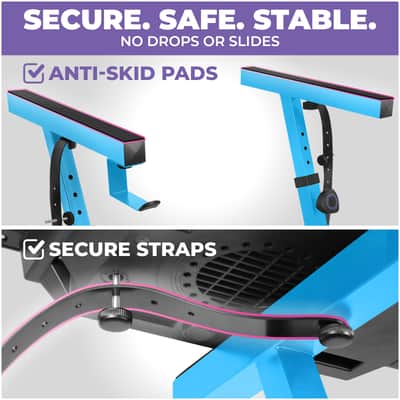 Liquid Stands Z-Style Adjustable Height Piano Keyboard Stand with Straps & Headphone Hook - Fits 54-88 Key (Light Blue) image 4