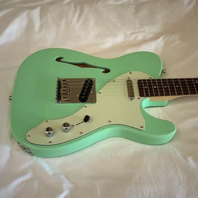 Del Mar Lutherie Tel-Uh-Caster Thinline T-Style Guitar - Surf Green - Made in USA - Free Pro Setup image 2