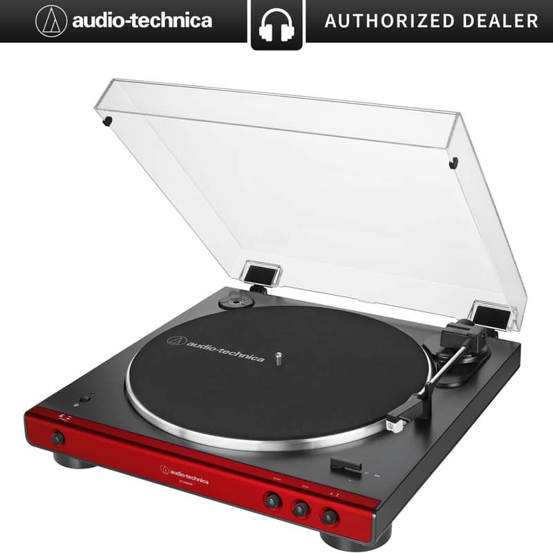 Audio-Technica AT-LP60XBT-RD Fully Automatic Belt-Drive Bluetooth Stereo Turntable, Red/Black image 1