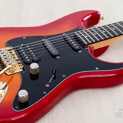 1988 Fender Pro Feel Stratocaster STR75 SSH Cherry Red Sunburst w/ Floyd Rose, Japan MIJ Fujigen image 6