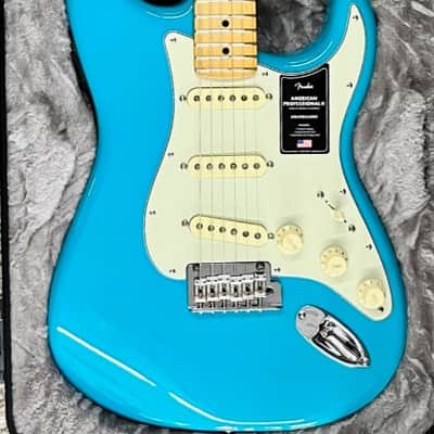 Fender American Professional II Stratocaster electric guitar, Miami Blue + Case image 1