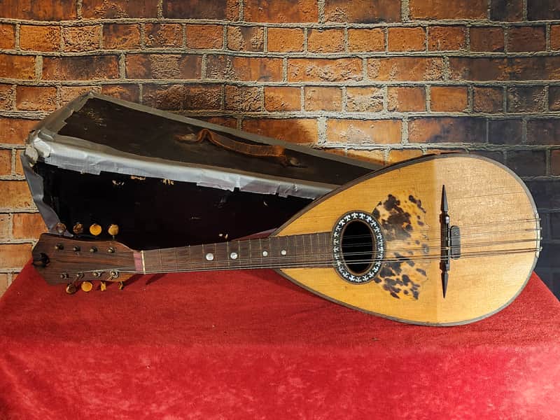 LUTHIER SPECIAL Antique 1900s Italian Mandolin Natural For Repair w/ Chipboard Case image 1
