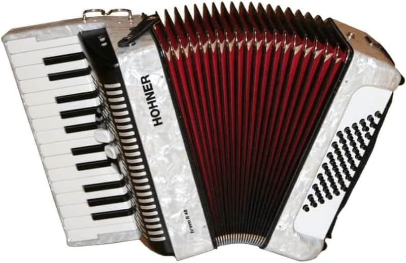 Hohner Bravo II 48 Chromatic Piano Key Accordion (White) (BR48WH) image 1