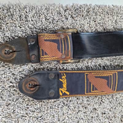 Fender Vintage Monogram Leatherback Strap 1970's - Blue & Black image 1