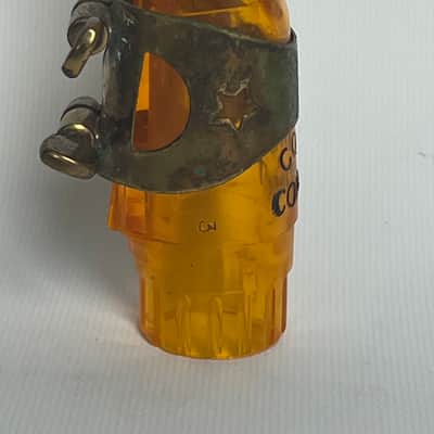 Vintage RARE Conn Comet #3 Alto Mouthpiece With Original Ligature 1950s - Translucent Amber (Orange) image 2