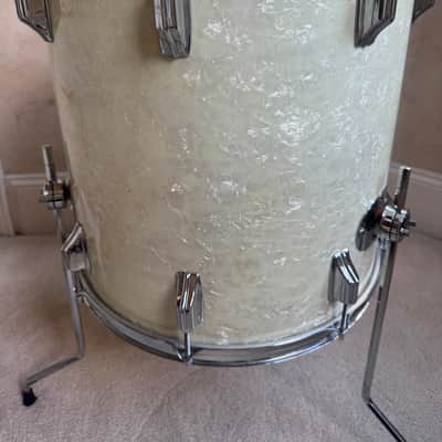 Rogers Vintage Swivo era Dayton Holiday Floor Tom Drum 16” x 16” WMP 60s - White Marine Pearl image 1