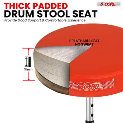 5 Core Drum Throne 3" Padded Drum Seat Height Adjustable Drumming Chair for Practice and Performance image 3