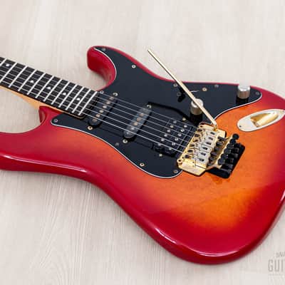 1988 Fender Pro Feel Stratocaster STR75 SSH Cherry Red Sunburst w/ Floyd Rose, Japan MIJ Fujigen image 10