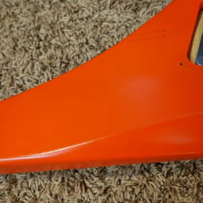 Video! 1980s Hondo H-1 Death Dagger Neon Orange Refinish w/ Original Hardshell Case image 24