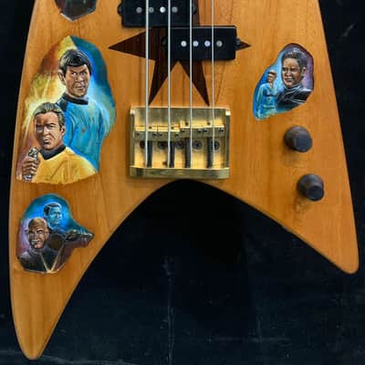 Electric Bass Guitar Star Trek Trekkie Motif Handmade by Bluebeberry with SEymour Duncan Double P Pickups image 1