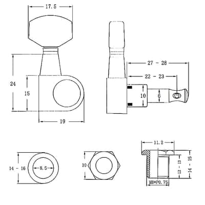Left Handed Inline Guitar Machine Heads Pegs in Black image 3