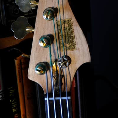 Postal Handmade Dixie Flyer Bass P&J Lipstick Sunburst F Hole Gold Grover Tuners image 7
