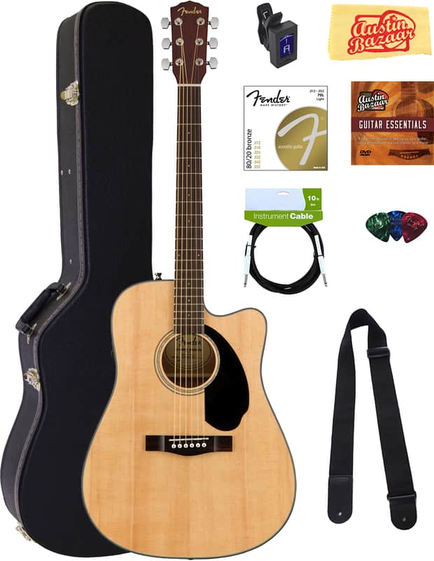 Fender CD-60SCE Solid Top Dreadnought Acoustic-Electric Guitar - Natural w/ Hard Case image 1