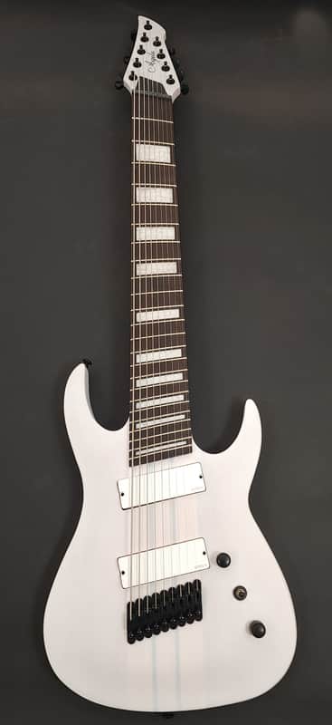 AGILE 9 String Fan Fret Electric Guitar Pendulum Pro 92528 EB EMG-X White Satin image 1