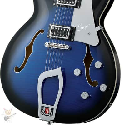 Hagstrom HSSUVIK60 Electric Guitar, Super Viking, Dark Baltic Sea Flame image 4