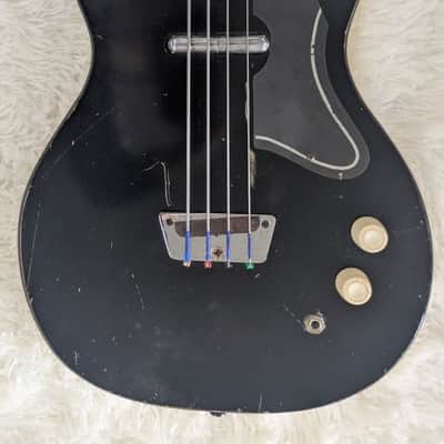 Vintage Silvertone 1444 Bass Guitar Danelectro USA Black w/Original Hard Case image 1