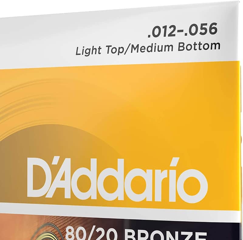 D'Addario EJ14 80/20 Bronze Light Top Med Bottom 12-56 Acoustic Guitar Strings image 1