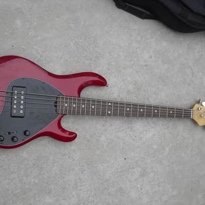 Musicman StingRay 5 string bass H 1993 Candy Red image 1