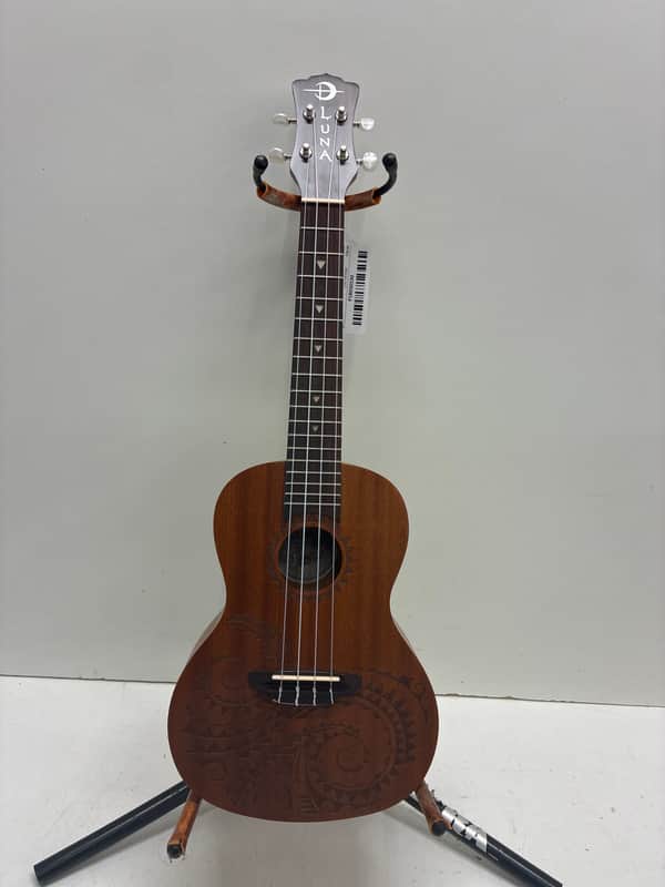 Luna Tattoo Concert Acoustic/Electric Ukulele with Gig Bag 2010s - Natural image 1