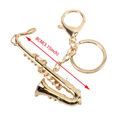 Miniature Saxophone Keychain, Tenor Sax Model Key Ring, Musical Instrument Gift for Music Lover image 4