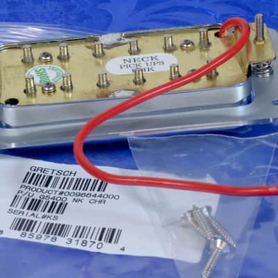 Gretsch Black Top Neck Pickup With Silver Ring And Mounting Screws 0096644000 image 2