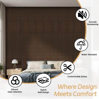2 Pack Wood Panels for Wall, 106.3" × 11" Wood Slat Acoustic Panels for Wall, Soundproof Panels, 3D Fluted Panels for Interior Wall Decor (Dark Walnut) image 3