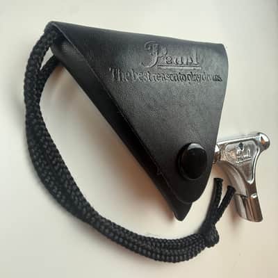 Pearl K025 Drum Key w/ Black Leather Pouch 1990s - Chrome image 3