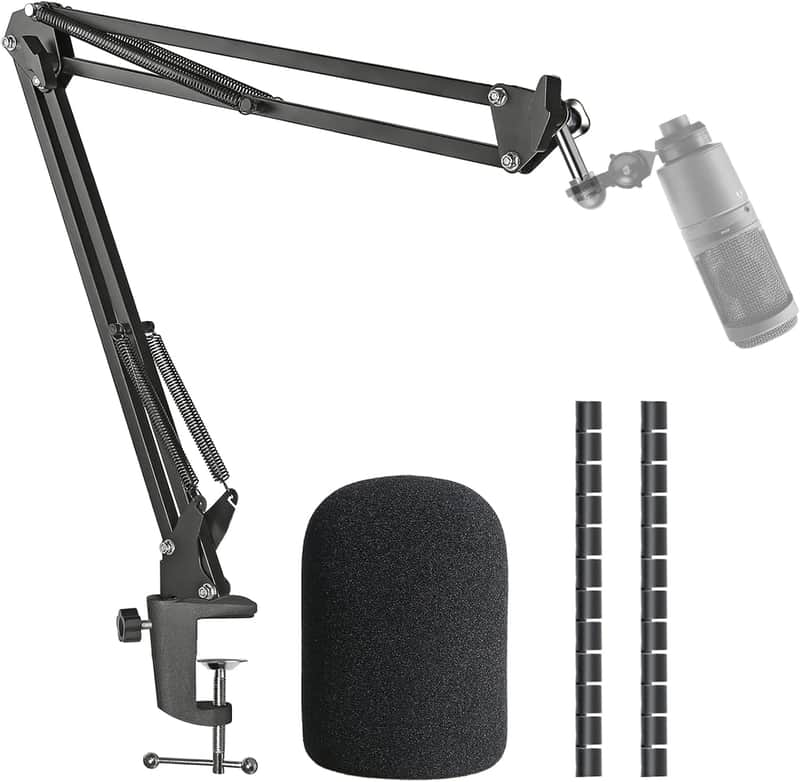 Mic Boom Arm Stand with Pop Filter USB Microphone with Cable Sleeve image 1