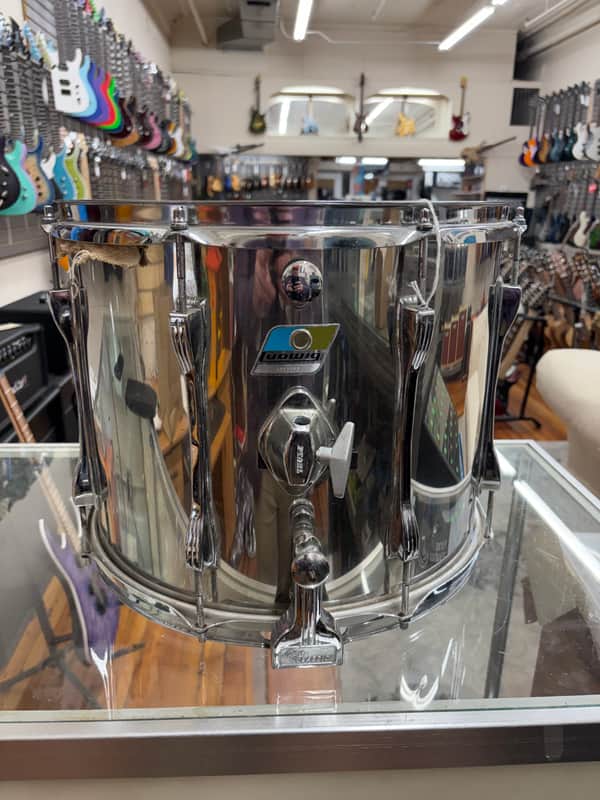 Ludwig "blue/olive badge" matching snare Marching Snare 1960 - Chrome over wood image 1
