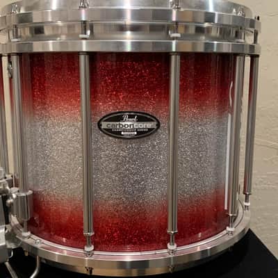 ~WOW!~ Pearl Championship CarbonCore 12x14" Marching Snare Drum in Red and White Sparkle Burst (Rm4) image 3
