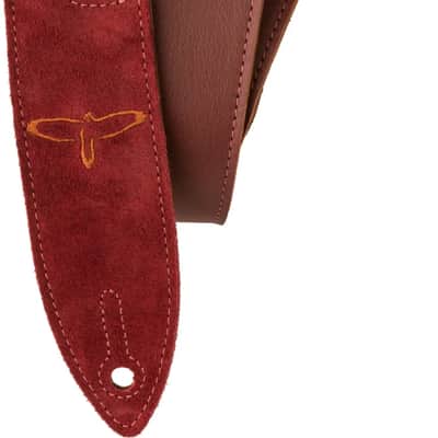 PRS Embroidered Birds Leather 2" Guitar Strap, Burgundy image 1