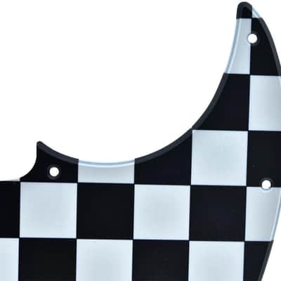 4 String J Bass Style Pickguard Bass Pick Guard Scratch Plate for USA/Mexico Jazz J Bass Black/White Grid image 3