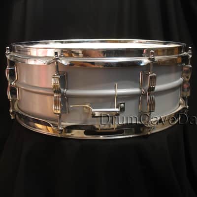 VINTAGE EARLY 1980s LUDWIG LM404 5X14" BLUE & OLIVE BADGE ACROLITE SNARE DRUM, DEMO VIDEO, ALL OEM! image 5