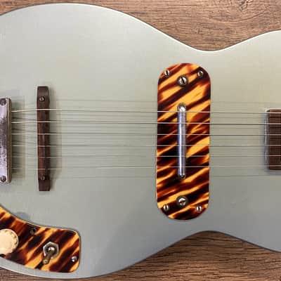 1953 Kay K-125 Stratotone "Peanut" Gloss Refinished Teal Green Electric Guitar with Vox Hardshell Case image 1
