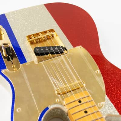 Fender Buck Owens Telecaster Electric Guitar - Red, Silver, and Blue Sparkle image 5