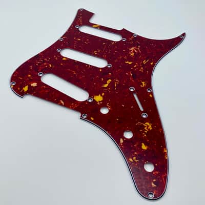 Silver Sky Se pickguard Red tortoise & parchment pickup covers, knobs & switch tip Sliversky pick guard image 2