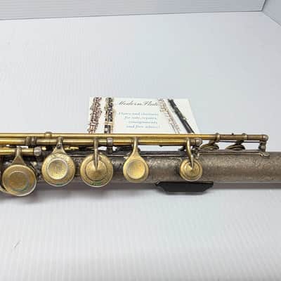Rare Antique C.G. Conn C Flute Ebonite Headjoint Satin Silver Unibody w/ Gold Plating 440hz image 12