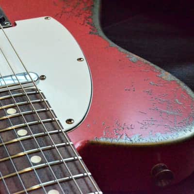 American Fender Telecaster Heavy Relic  Fiesta Red on Jade Green Metallic Custom Shop Pickups image 11