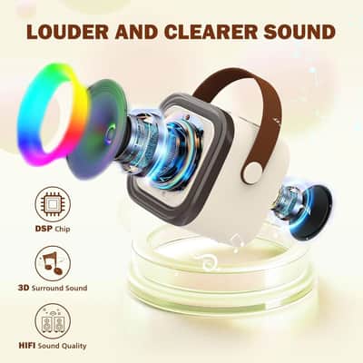 Mini Bluetooth Karaoke Machine with 2 Wireless Microphones – RGB Lights, Portable Speaker for Kids & Adults image 2