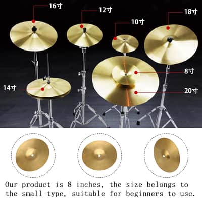 Golden Diameter 8 Inch Drum Cymbal Brass Alloy Crash Percussion Accessories For Drum Kit Suitable For Novices (Small) image 6
