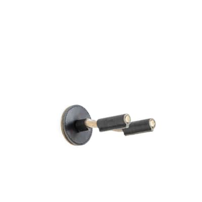 Levy's Leathers Forged Steel Guitar Hanger; Brass Metal with Black Veg-Tan Leather Yoke Wraps image 5