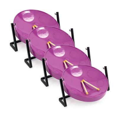 Panyard W1092 Jumbie Jam Educator Purple Steel Drum Pan 4-Pack with Metal Tube Table Stand image 1