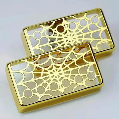 Neck and Bridge Gold Guitar Spider Web Humbucker Pickup Covers 50/52MM image 1
