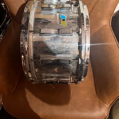 RARE Ludwig Coliseum Chrome (12 lug) snare 70s Blue/Olive badge - Chrome Over Wood image 7
