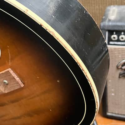 Silvertone F-61 Parlor Acoustic Guitar 1960’s - Sunburst image 13
