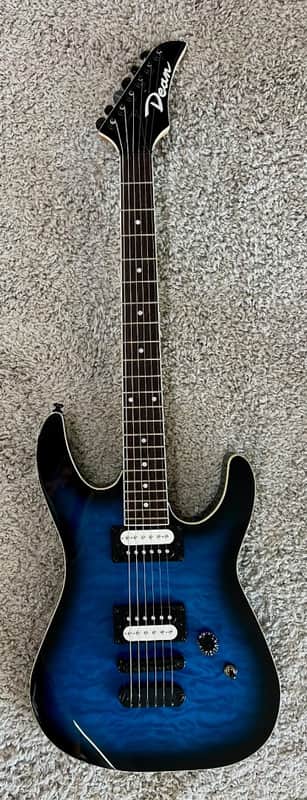Dean MDX Electric Guitar, Quilt Maple, Trans Blue Burst Finish, Model MDX QM TBB image 1