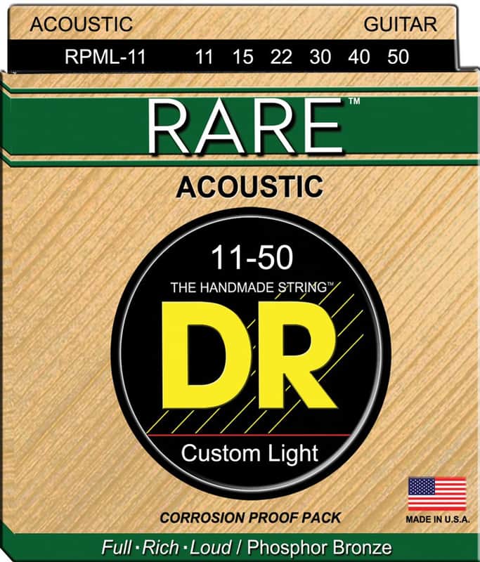 DR Strings - RARE RPML-11 - Acoustic Guitar String Set - Phosphor Bronze - Custom Light - 11-50 image 1