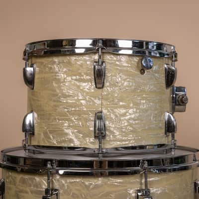 1960s Ludwig Rock Duo White Marine Pearl Drum Set image 17
