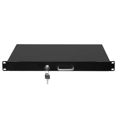 New 19 Inch Rack Mount 1U Steel Plate DJ Drawer Equipment Cabinet Lockable w/key image 1